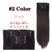 Syntetisk Clip In Hair Extensions Långt rakt hårstycke Värmebeständigt hår Blont Långt vågigt 16 Clip In Hairpieces