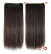 28 tum långt lockigt syntetiskt hår Brunt klämma i hårförlängningar Fake Hair Clip Ins One Piece Hairpieces Postiche