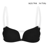 1st Kvinnor Osynlig BH Push Up Silikon BH med Transparent Black