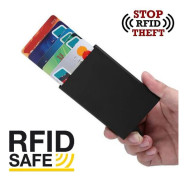 Smart korthållare skjuter Fram 5 kort - RFID Säker (Svart)