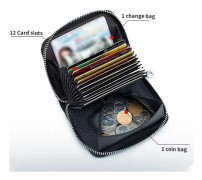 Rfid Stöldskyddskorthållare, Vintage Läder Myntväska Plånbok (Denimblå)