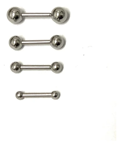Raka barbells med olika kulstorlekar (4st)
