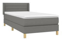 Ramsäng med pocketresårmadrass - Hållbar & justerbar huvudgavel | Färg: Mörkgrå | Storlek: 100x200 cm