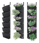 Vertikal väggmonterad trädgårdsplanterare med 6 fickor Blomkrukor Filtplanterare Odla behållare Väskor