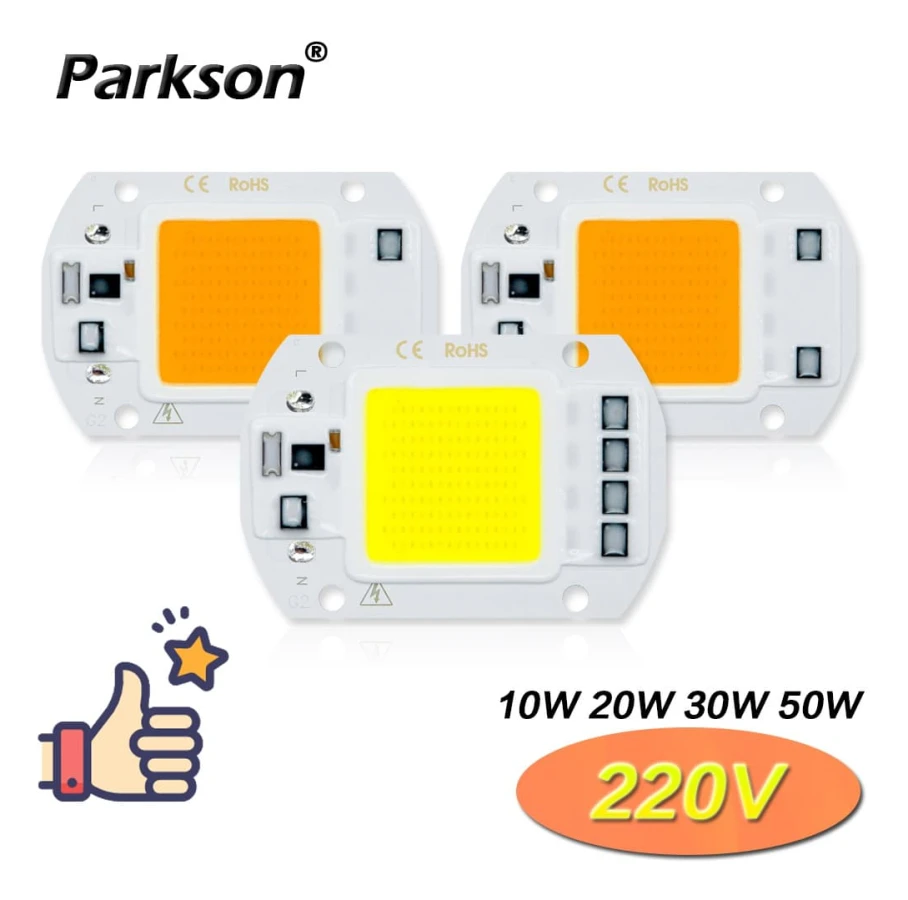 COB Chip LED-lampa 220V 10W 20W 30W 50W Smart IC Behövs ingen drivrutin Lampada LED-lampa Lampa För Flood Light Spotlight Gör-det-själv-belysning