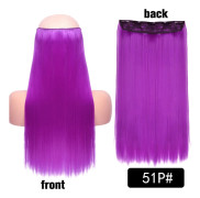 5 clip-in hårförlängningar Långt rakt ett stycke syntetiskt värmebeständigt fiberhårstycke 22 tum svart blond naturlig frisyr