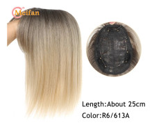 MEIFAN Långt rakt hår Toppers Clip Hair Extensions Syntetiskt hår Topper Natural Black Brown 3-Clip with Bang Fake Hairpiere