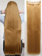 Syntetisk 5 Clip In Hårförlängningar Lång Rak Frisyr Frisyr Svart Brun Blond 80CM Naturligt falskt hår för kvinnor