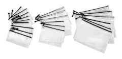 21-pack dragkedjeförsedda påsar (7 storlekar) för förvaring och organisering av skol- och kontorsmaterial