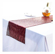 Bordslöpare "guld paljett bordsduk bordsband" deep wine red 120x120cm