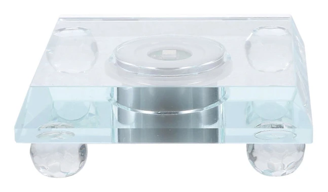Belyst Bas Ställ För Kristall Display Heminredning Laddning 4 LED-lampor 1st (LGL) Transparent 10X10X3.5CM