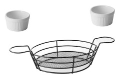 Rostfritt stål korg snacks potatischips fat behållare bordsartiklar mat fritering korg pommes frites behållare (svart)