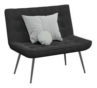 Sammet bänk för avslappning - Elegant design med komfort | Färg: Svart | Storlek: 110x74x84 cm