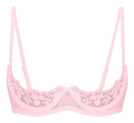 Dam 1/2 Cup Push Up Bygel Spets BH Underkläder Öppen Bröstkupa BH Toppar Justerbar Rem Svamp Vadderad BH Underkläder Pink B 4XL