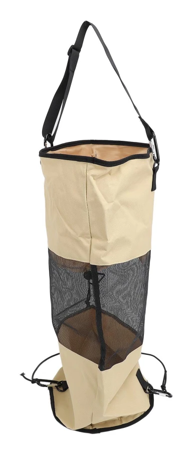 Båt Skräppåse Nylon Mesh Återanvändbar Bärbar Båt Skräpbehållare med Snodd för Utomhus Havssida khaki