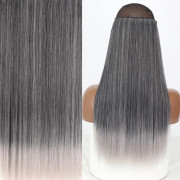 MERISIHAIR Synthetic No Clip Osynlig tråd Hårförlängning Rak Svart Blond One Piece False Hairpiece Hårförlängning