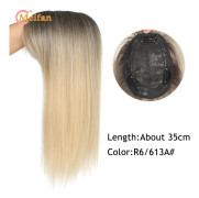 MEIFAN Långt rakt hår Toppers Clip Hair Extensions Syntetiskt hår Topper Natural Black Brown 3-Clip with Bang Fake Hairpiere
