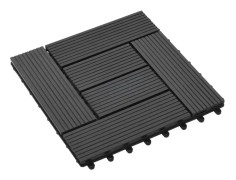 Terrassplattor 22 st 30 x 30 cm 2 m² WPC Svart - SALUTUYA - BD18946