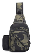 Bröstväska, 900D Nylon Oxford Portabel Vattentät Kompakt Crossbody-väska för Vandring Cykling (Svart Kamouflage, Kompakt)