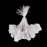 100X Etiketter Tie Strung Strung Pris Biljetter Smycken Watch Cloth White 100 pcs