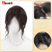AOSI Synthetic Topper Hairpiece Clip-In Bangs Extension Natural Neat Fake Fringe Topper Hairpiece Invisible Clourse Hairpieces