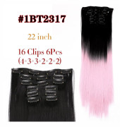 22 tum 16 Clips In Hair Extension Long Wave Synthetic Clip In Hair Extensions Ombre 16 Clips i falska hårstycken Värmebeständig