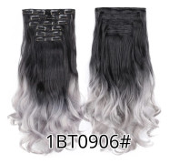 22 tum 16 Clips In Hair Extension Long Wave Synthetic Clip In Hair Extensions Ombre 16 Clips i falska hårstycken Värmebeständig