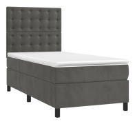 Ramsäng med pocketresårmadrass och justerbar gavel | Färg: Mörkgrå | Storlek: 90x190 cm