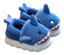 Pojkar Flickor Hajtofflor Barn Hemma Plysch Varma Tofflor Blue 30-31