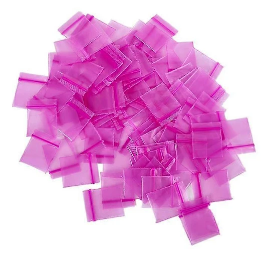 100 st Plastförpackningspåsar Ziplock Pillerförpackningspåsar Mini Zip Lock-påsar Dragkedjepåse Ziplock-påse pink