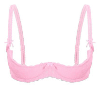 Dam 1/2 Cup Push Up Bygel Spets BH Underkläder Öppen Bröstkupa BH Toppar Justerbar Rem Svamp Vadderad BH Underkläder Pink A XL