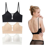Women's Low Back Bras Without Steel Ring Backless Bra Deep V Neck Sexy Backless Bralette Skin 75B