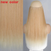 MERISIHAIR Synthetic No Clip Osynlig tråd Hårförlängning Rak Svart Blond One Piece False Hairpiece Hårförlängning