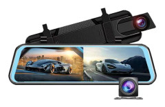 10 Dashcam Backspegel Backup-kamera med GPS, Nattvision, G-sensor, Loop-inspelning, Park Assist, Parkeringsläge