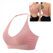 Sexig halterneck-bh, V-ringad design, ventilerande tyg, mjuka bröstinlägg, stilren passform