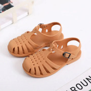 Sandaler - Strandsandaler för pojkar och flickor, sommarsandaletter, mjuka, halkfria, prinsesssandaler orange 26 (length 16)