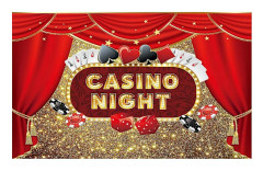 Casino Night Party Bakgrund Karneval Fest Banner Spelkorts Röd Gardin Gyllene Bokeh Glitter Födelsedag Dekoration Fotografi Bakgrund Fotobås