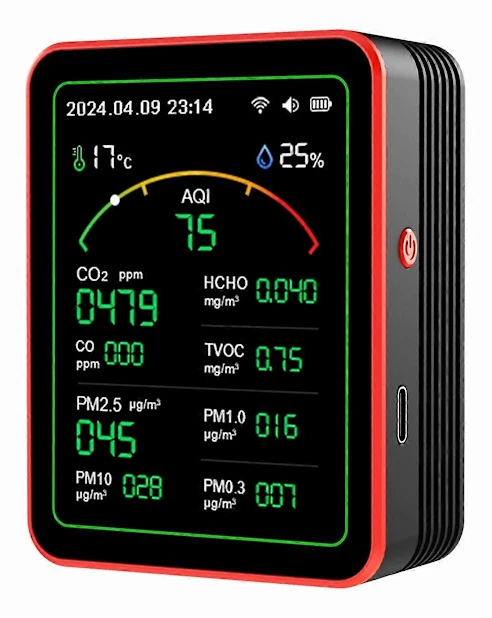 15 i 1 Luftkvalitetsdetektor Portabel TVOC HCHO, PM2.5 PM10 PM1.0 PM0.3 Temperatur Fuktighetstestare M