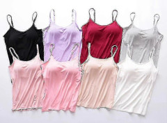 Dam Camisole Toppar Med Inbyggd BH Halsväst Vadderade Slim Fit Tanktoppar
