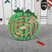 [LCS]Montessori Barn Magnetisk Labyrint Leksaker Barn Trä Pussel Spel Leksak Pedagogisk Hjärngympa Träleksak Watermelon-tj031c