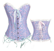 Sexig Jacquard Axelbandslös Magekontroll Tunic Shapewear Korsett för Kvinnor BLUE XXL