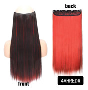 Syntetisk lång vågig 5 Clip In Hårförlängning 22 Inch Syntetfiber Värmebeständigt hårstycke Svart Rosa Falskt hår Daglig användning
