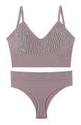 Underkläder Dam Små Bröst Samlas Tunn Utan Stålring Stor Storlek Sport Linne Fransk Triangel Kup BH Set PINK XXL