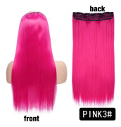 Långt rakt 5 Clip In Hårförlängningar Syntetisk Fiber Fake Hair 22 Inch Hairpiece Röd Svart Blond Naturlig Frisyr För Kvinnor