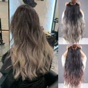 Gradient färg Paris målning färgning extra volym fluffigt ett stycke långt lockigt hår highlight färgning av hårförlängningar
