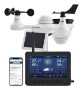 7-i-1 trådlös Wi-Fi väderstation med 7-tums TFT-färgdisplay och solcellsdriven sensor för inomhus- och utomhusövervakning