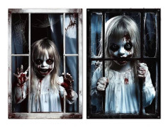 st Halloween Läskiga Fönsterdekorationer - Halloween-dekor för utomhus- och inomhusbruk, Halloween Fönsteröverdrag Dekorationer