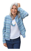 WoolOvers Womens/Ladies Textured Stripe Full Zip Cardigan