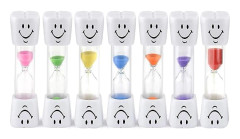 Qpower Smiley Tandborstningssandtimer Set för Barn och Tonåringar Blandade Färger (3min, 7st)