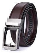 Män Läder Ratchet Klänning Bälte Med Automatisk Spänne Jeans Byxor Byxor Bälte Coffee 110cm